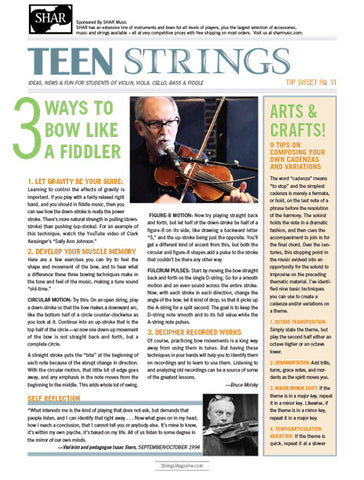 Teen Strings Tip Sheet #11: 3 Ways to Bow Like a Fiddler