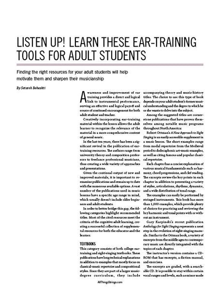 Improve Your Teaching Skills:  Ear-Training Tools for Adult Enthusiasts