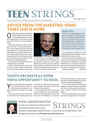 Teen Strings Tip Sheet #4: Advice From the Maestro