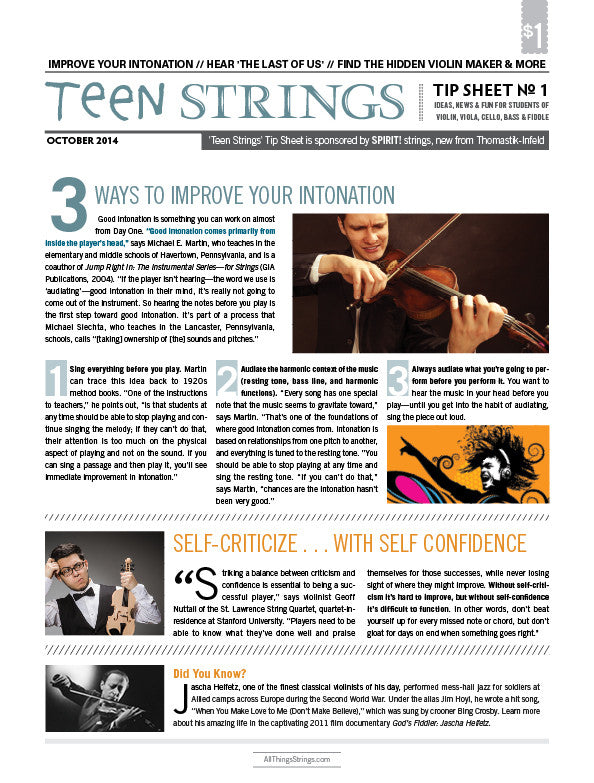 Teen Strings Tip Sheet #1: Improve Your Intonation