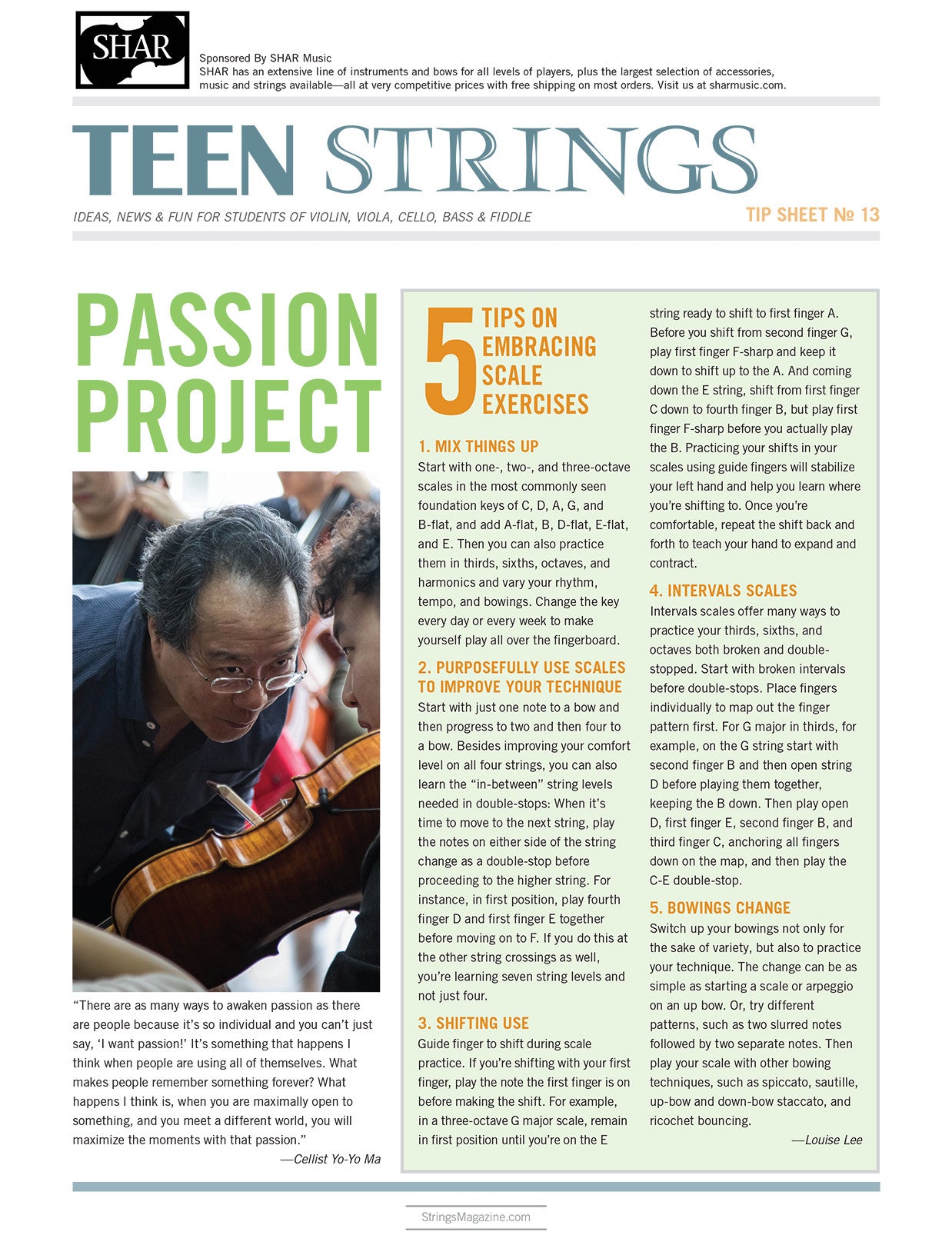 Teen Strings Tip Sheet #13: 5 Tips on Embracing Scale Exercises